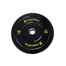 Obciążenie gumowe inSPORTline Bumper Plate Lite 15 kg ∙ żeliwo chromowane ∙ otwór olimpijski 50 mm ∙ odporne na uderzenia ∙ gumowane