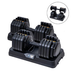 Zestaw hantli regulowanych inSPORTline DuraBell® ∙ 2x5-41 kg ∙ błyskawiczna zmiana wagi ∙ ergonomiczny uchwyt ∙ stabilny stojak