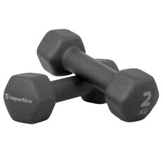 Hantle neoprenowe inSPORTline ON-X Renbell 2x2 kg ∙ żeliwo z neoprenem ∙ antypoślizgowy uchwyt ∙ sześciokątny kształt
