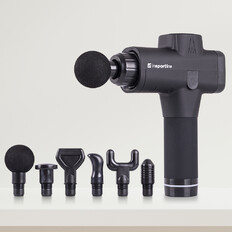 Wielofunkcyjny pistolet masujący inSPORTline Rondys ∙ 6 końcówek ∙ 20 poziomów ∙ 15 kg nacisku ∙ amplituda 12 mm