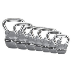 Hantle gumowane inSPORTline Ketlebel PU 2-20 kg ∙ powłoka poliuretanowa ∙ chromowany uchwyt ∙ płaska podstawa