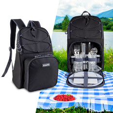 Plecak piknikowy termoizolacyjny inSPORTline Svapet ∙ zestaw dla 2 osób ∙ komora 8 l ∙ waga 1,1 kg ∙ nośność 20 kg ∙ sztućce ∙ dodatkowe akcesoria