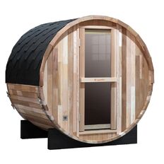 Beczkowa sauna ogrodowa inSPORTline Viduor 300 ∙ zewnętrzna z werandą ∙ dla 3 osób ∙ cedrowe drewno ∙ zestaw akcesoriów ∙ moc 6 kW