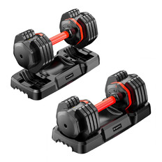Regulowany zestaw hantli inSPORTline DuraBell® 2×6,5-24,5 kg ∙ 5 zakresów wag ∙ antypoślizgowe ∙ stojaki w zestawie