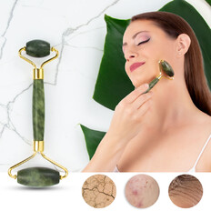 Roller do twarzy Gua Sha inSPORTline Siarto ∙ jadeit naturalny ∙ lifting ∙ drenaż ∙ poprawa krążenia