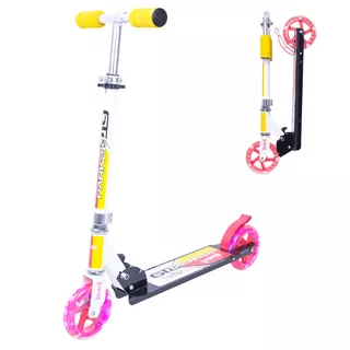 Hulajnoga składana WORKER Cirky ∙ niebieska ∙ świecące koła LED ∙ nośność 50 kg ∙ regulowana kierownica 68-88 cm - Żółty