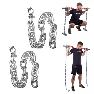 Zestaw łańcuchów siłowych inSPORTline Chainbos ∙ 2x20 kg ∙ wytrzymałe ∙ do przysiadów i martwego ciągu ∙ zaciski 50 mm ∙ ogniwa stalowe