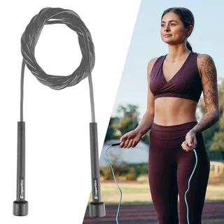 Fitness skakanka inSPORTline JumpSpeed ∙ do treningu cardio ∙ linka z PCV ∙ antypoślizgowe uchwyty ∙ kompaktowa - Czarny