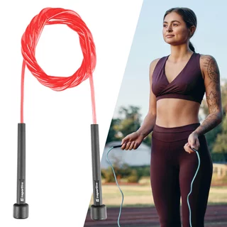 Fitness skakanka inSPORTline JumpSpeed ∙ do treningu cardio ∙ linka z PCV ∙ antypoślizgowe uchwyty ∙ kompaktowa - Czerwony