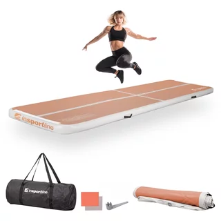 Ścieżka akrobatyczna Airtrack inSPORTline Airstunt 400x100x10 cm ∙ mocha mousse  ∙ nośność 650 kg ∙ wodoodporna ∙ torba w zestawie