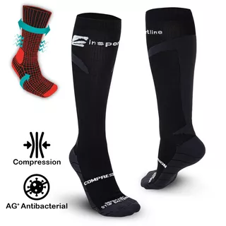 Podkolanówki kompresyjne inSPORTline Compleano AG+ ∙ antybakteryjne ∙ Siltex AG+ ∙ lekki ucisk ∙ czarne