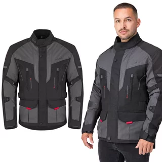 Męska kurtka motocyklowa W-TEC Xeniaq ∙ ochraniacze CE ∙ membrana wodoodporna ∙ podpinka termo ∙ AirVent - Czarno-szary