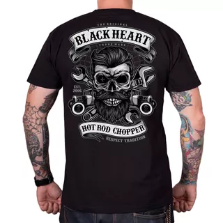 T-shirt Black Heart Respect Tradition ∙ 100% bawełna ∙ krótkie rękawy ∙ okrągły dekolt ∙ rebeliancki nadruk ∙ dla motocyklistów - Czarny