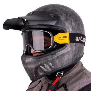 Kask motocyklowy W-TEC Retron z goglami Chesster ∙ vintage motocross ∙ daszek zdejmowany ∙ wentylacja ∙ lekki 1100 g