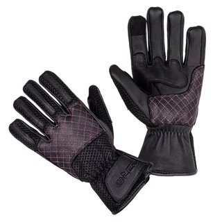 Damskie rękawice motocyklowe W-TEC Ladonna ∙ naturalna skóra ∙ mesh oddychający ∙ pikowane ∙ palec do ekranów