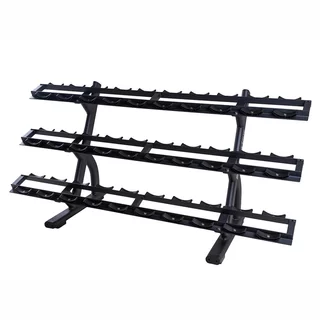 Poziomy stojak trójrzędowy na hantle jednoręczne inSPORTline GymRack III ∙ pojemność 30 szt. ∙ 600 kg ∙ stal