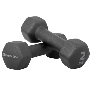 Hantle neoprenowe inSPORTline ON-X Renbell 2x2 kg ∙ żeliwo z neoprenem ∙ antypoślizgowy uchwyt ∙ sześciokątny kształt