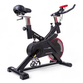 Rower treningowy spinningowy inSPORTline Alfan ∙ czarny ∙ opór manualny ∙ czujniki tętna ∙ uchwyt na tablet ∙ wyświetlacz LCD - Czarno-czerwony