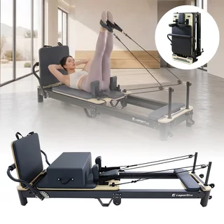 Reformer do pilatesu inSPORTline Comfolder EVO ∙ składany ∙ nośność 150 kg ∙ rama aluminiowa ∙ box w zestawie - Antracyt