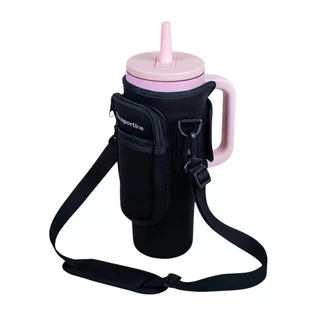 Przenośna torba etui na kubek termiczny 1200 ml neopren ∙ 2 kieszenie na zamek ∙ regulowany pasek na ramię