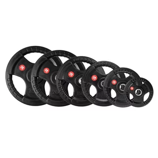 Talerze obciążenia gumowane na gryf inSPORTline Graton 2,5-25 kg 30 mm ∙ uchwyty boczne ∙ żeliwny rdzeń ∙ tłumienie uderzeń