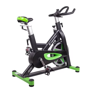 Profesjonalny rower spinningowy inSPORTline Airin ∙ magnetyczny ∙ 20 kg koło ∙ cichy napęd pasowy ∙ płynna regulacja obciążenia ∙ uchwyt na tablet - Czarno-zielony