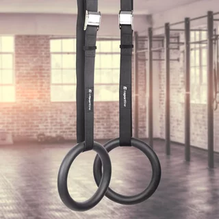 Kółka gimnastyczne stalowe inSPORTline Ringo ∙ pierścienie Ø 23,5 cm ∙ pasy regulowane ∙ nośność 300 kg