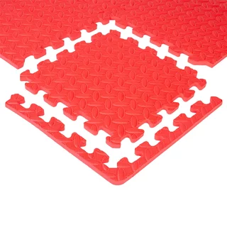 Mata antypoślizgowa puzzle inSPORTline Famkin ∙ 12 elementów 30×30×1,2 cm ∙ materiał PE ∙ obciążenie max 120 kg ∙ z krawędziami - Czerwony