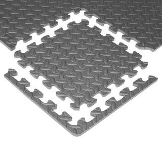 Mata antypoślizgowa puzzle inSPORTline Famkin ∙ 12 elementów 30×30×1,2 cm ∙ materiał PE ∙ obciążenie max 120 kg ∙ z krawędziami - Szary