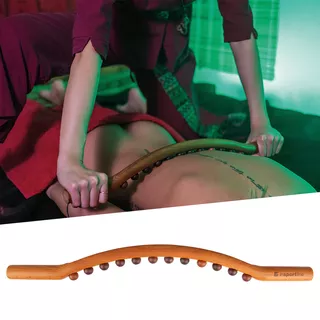 Zakrzywiony kij do masażu inSPORTline Jarosa 300 ∙ 12 kulistych wypustek ∙ drewno bukowe ∙ 60 cm ∙ terapia drewnem ∙ pokrowiec