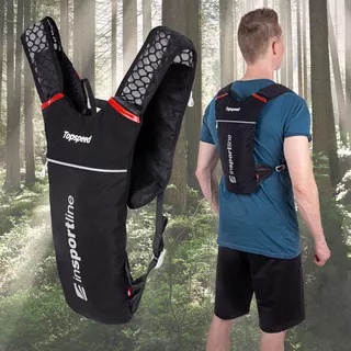 Ultralekki plecak do biegania inSPORTline Topspeed ∙ pojemność 3,5 l ∙ waga 250 g ∙ wentylowane szelki ∙ kompatybilny z bukłakiem ∙ odblaskowe detale - Czarny