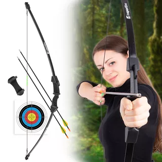 Zestaw łuczniczy inSPORTline Hizza ∙ klasyczny łuk 15 lbs ∙ 2 strzały z włókna szklanego ∙ tarcza 40 cm ∙ ergonomiczny uchwyt - Czarny