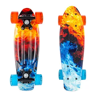 Deskorolka dla dzieci penny board typu fiszka marki WORKER Colorico 17" ∙ deck PP antypoślizgowy ∙ koła 54 mm ∙ łożyska ABEC 7 - Frostfire (pomarańczowo-niebieski)