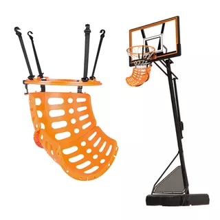 Rebounder / podajnik piłek na obręcz inSPORTline Returno ∙ regulowany kąt ∙ średnica 32 cm ∙ obrót 360° - Pomarańczowy