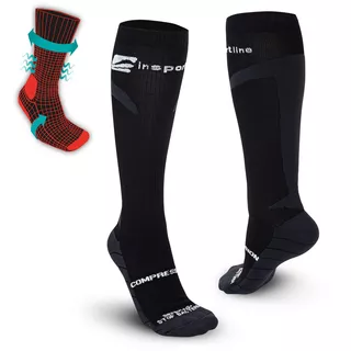 Podkolanówki kompresyjne inSPORTline Compleano AG+ ∙ antybakteryjne ∙ Siltex AG+ ∙ lekki ucisk ∙ czarne - Czarny