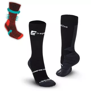 Skarpety kompresyjne inSPORTline Compagio AG+ ∙ unisex ∙ antybakteryjne ∙ Siltex AG+ ∙ odprowadzanie potu ∙ elastyczne - Czarny