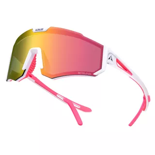Sportowe okulary przeciwsłoneczne dla dzieci Altalist Kizuna JR - biało-różowy z różowymi okularami