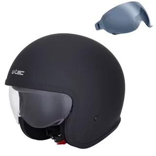 Kask motocyklowy otwarty W-TEC Valkorne Noir ∙ blenda przeciwsłoneczna ∙ wysokie bezpieczeństwo ECE ∙ wydajna wentylacja - Czarny matowy