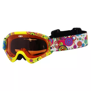 Dziecięce gogle snowboardowe WORKER Sterling z grafiką  ∙ ochrona UV ∙ anti-fog ∙ wentylacja ∙ elastyczny pasek ∙ dla dzieci - Z12-ŻÓŁTY-żółta grafika
