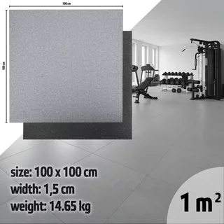 Mata ochronna inSPORTline Luxteko Flat 100x100x1,5 cm ∙ do ciężkich maszyn i hantli ∙ design drewno/marmur ∙ wysoka gęstość ∙ tłumi hałas - marmur