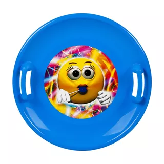 Ślizg na śnieg inSPORTline STT Jabłuszko ∙ dla dzieci ∙ nośność 50 kg ∙ utwardzony plastik - niebieska dziewczyna emoji