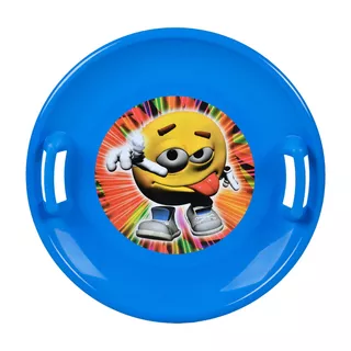 Ślizg na śnieg inSPORTline STT Jabłuszko ∙ dla dzieci ∙ nośność 50 kg ∙ utwardzony plastik - niebieski chłopiec emoji