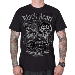Męska koszulka T-shirt motocyklowa Black Heart Traditional and Style ∙ 100% bawełna ∙ buntowniczy nadruk ∙ komfort dla motocyklistów - Czarny
