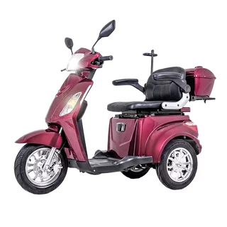Skuter elektryczny trójkołowy inSPORTline Zorica  ∙ napęd 1000 W ∙ 3 tryby prędkości ∙ zasięg 45 km - Bordowy
