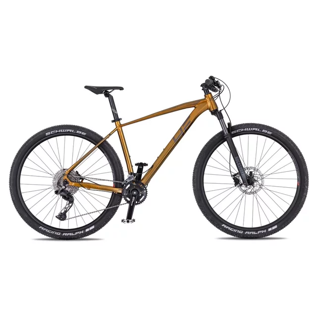 Rower górski 4EVER Firetrack 29'' ∙ waga 12,9 kg ∙ 22 biegi Shimano CUES ∙ hamulce hydrauliczne ∙ widelec RockShox z blokadą - ciemne złoto / żelazo - ciemne złoto / żelazo