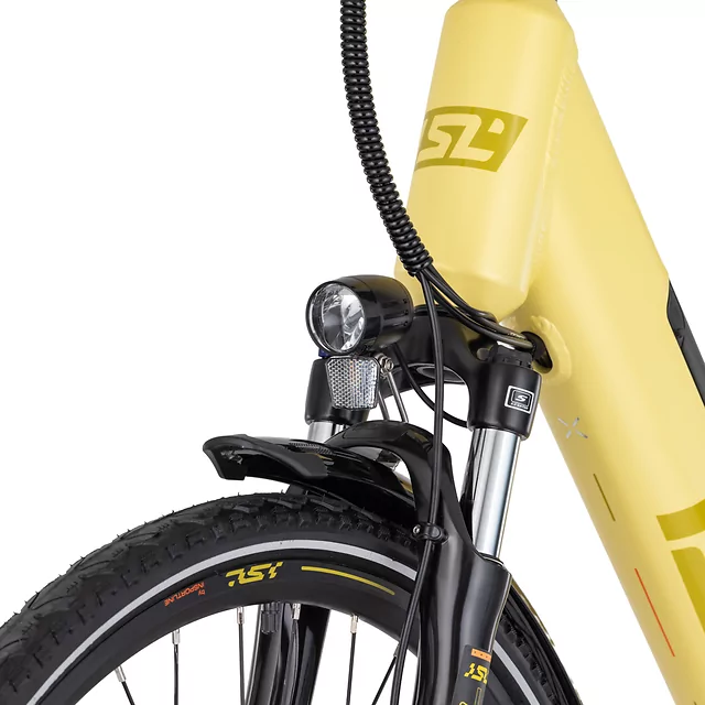 Miejski rower elektryczny inSPORTline ISL Eclion 648 Wh 28" - model 2026 ∙ bateria 648 Wh ∙ zasięg do 120 km ∙ amortyzowany widelec ∙ nośność 120 kg - Żółty promień słońca