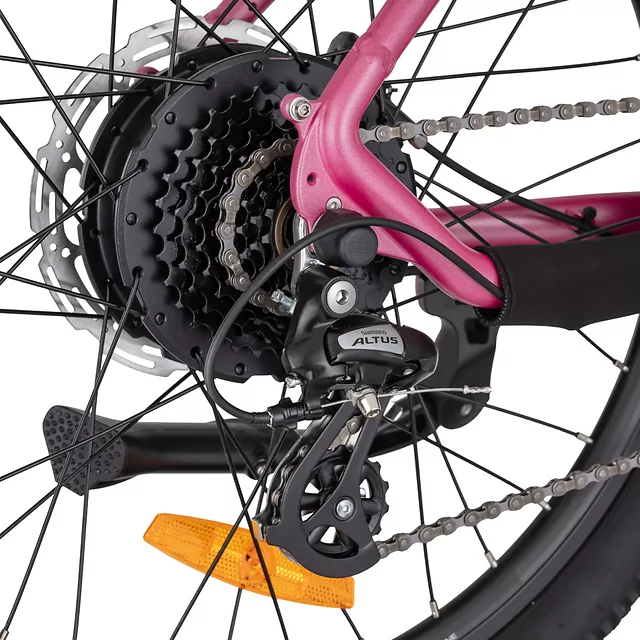 Młodzieżowy rower elektryczny inSPORTline ISL Savager 24" ∙ bateria 360 Wh ∙ zasięg do 70 km ∙ silnik bafang ∙ hamulce hydrauliczne - Różowy rumieniec