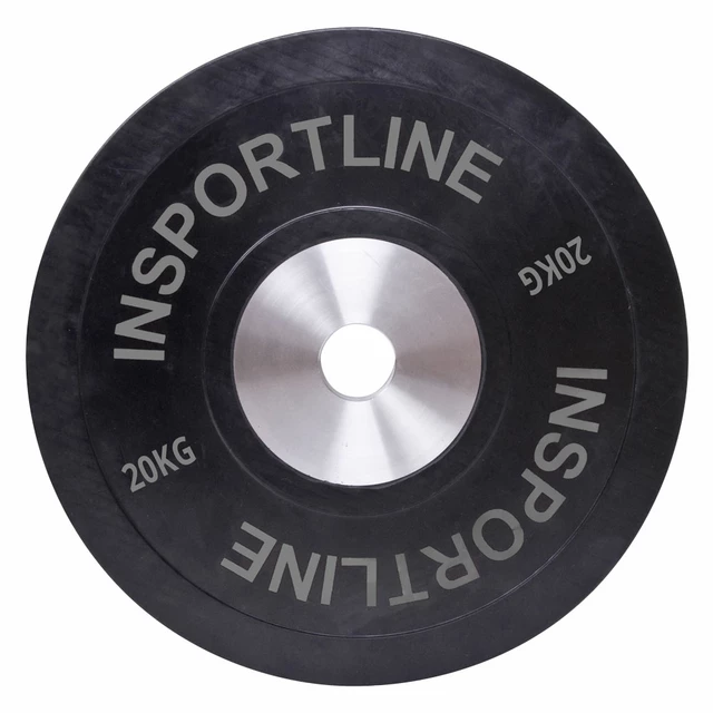 Obciążenie gumowe inSPORTline Bumper Plate 20 kg ∙ żeliwo chromowane ∙ otwór olimpijski 50 mm ∙ odporne na uderzenia ∙ gumowane