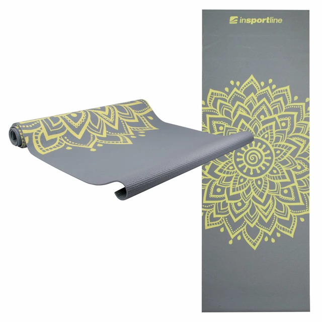 Mata fitness do ćwiczeń inSPORTline Spirit 172x61 cm ∙ PCV 3 mm ∙ antypoślizgowa ∙ waga 0,8 kg ∙ pokrowiec - Szary