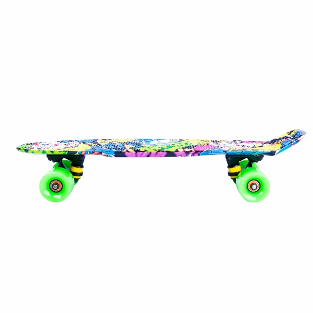 Deskorolka typu FISZKA marki WORKER Colory 22" ABEC-11 ∙ trucki aluminiowe ∙ waga 1,85 kg ∙ nośność 90 kg ∙ deska PP antypoślizgowa - Acid Rainbow (tęczowy)
